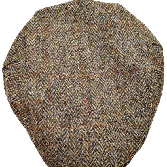 Hartside HS14 Scottish Highland Harris Tweed® Flat Cap in GREEN-BROWN -PICK SIZE - Picture 8 of 9